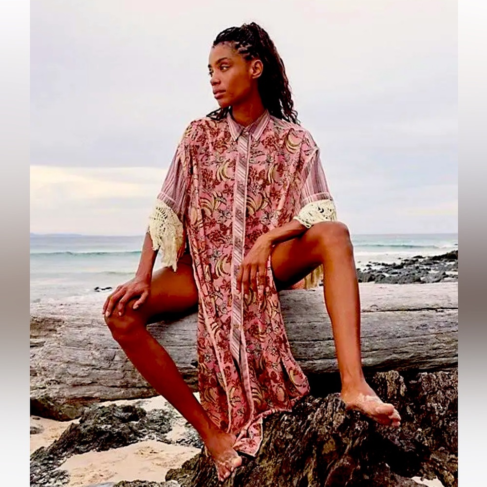 NWT Free People Watching Waves 3/4 sleeve cover up